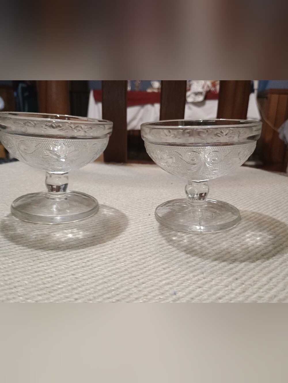 Dessert Sherbet Dishes Indiana Glass (2) Tiara Sandwich Low Stemmed Clear 70's